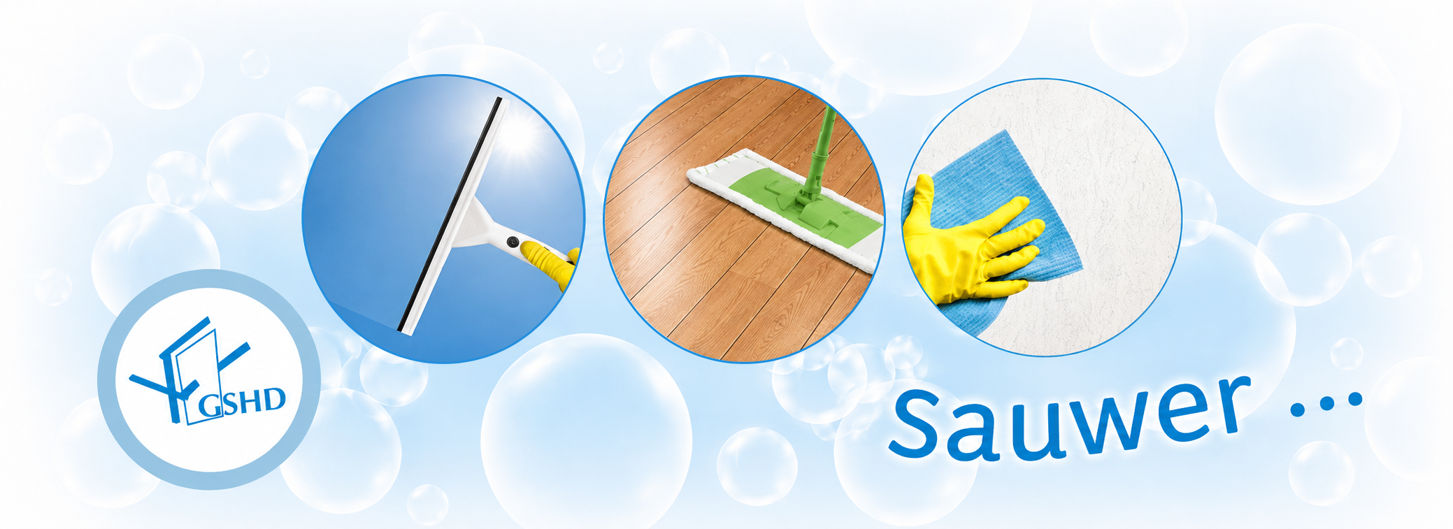 GSHD Banner auf der Startseite mit Logo und Claim "sauwer"